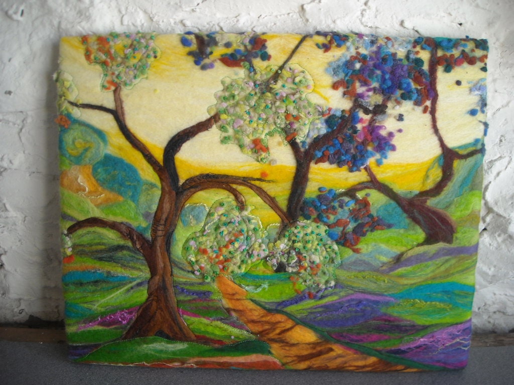 abstract tree art, felt art, felt picture