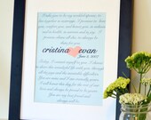 Custom Wedding Vow 8x10 print- Our Wedding Vow- First anniversary gift- Song lyric print- Romantic poem