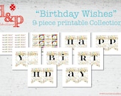 Birthday Wishes DIY Party Printable Collection INSTANT DOWNLOAD