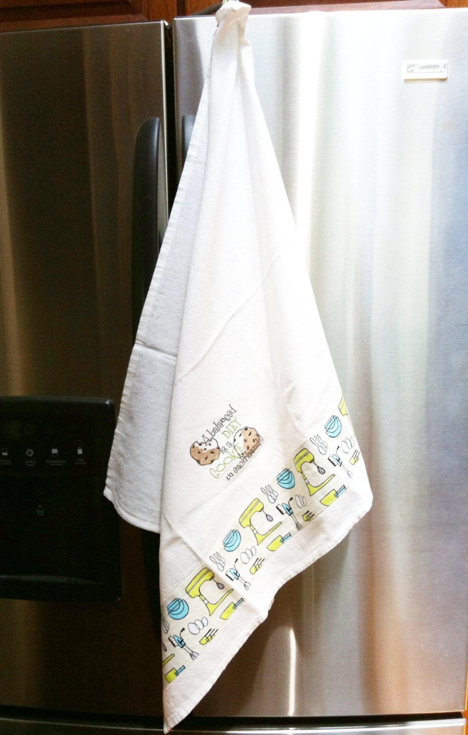 Dish Towel COOKIE / KITCHEN PREP theme, Embroidered flour sack style