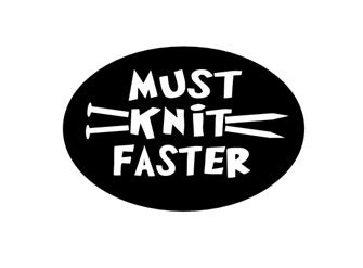 KNIT bumper sticker - 4 "x 6 " oval knitting decal for knitters eurostyle