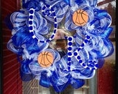 Blue and White University of Kentucky Wildcats Basketball Deco Mesh Wreath