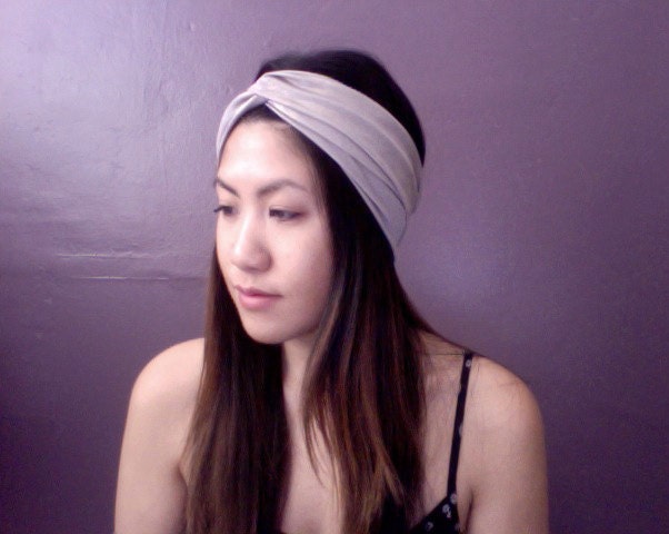 Glimmery Shiny Gold Beige Knit Jersey Turban Headband Turband