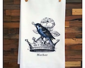 100% Cotton Flour Sack Chef's Kitchen Dish Towel Mother Bird Rose Crown Mother's Day Mom Great Mother's Day Gift
