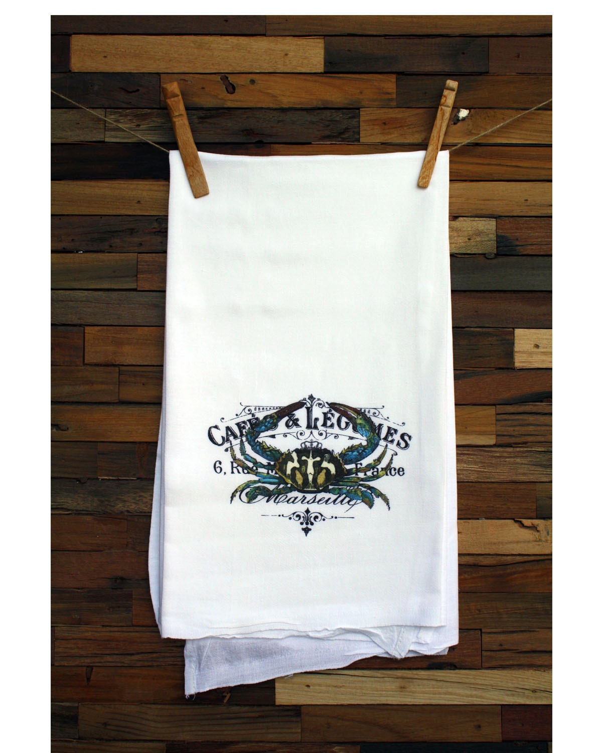 100% Cotton Flour Sack Chef's Kitchen Dish Towel Blue Crab Great Hostess Gift