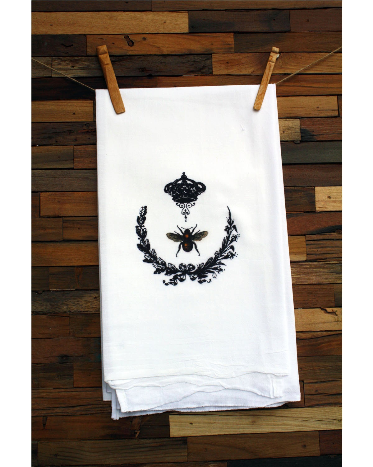 100% Cotton Flour Sack Chef's Kitchen Dish Towel Vintage Bee & Crown Great Hostess Gift