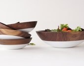 Wooden Salad Bowl Set of 5, White, Summer Party, Picnic,Wedding Gift, WALNUT WOOD