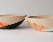 His and Hers Wooden Salad Bowl, 7" Neon, Black and White Crossedl, Modern Decor, Wedding Gift