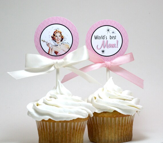 Retro Cupcake Toppers - MOTHER'S DAY Printable Il_570xn