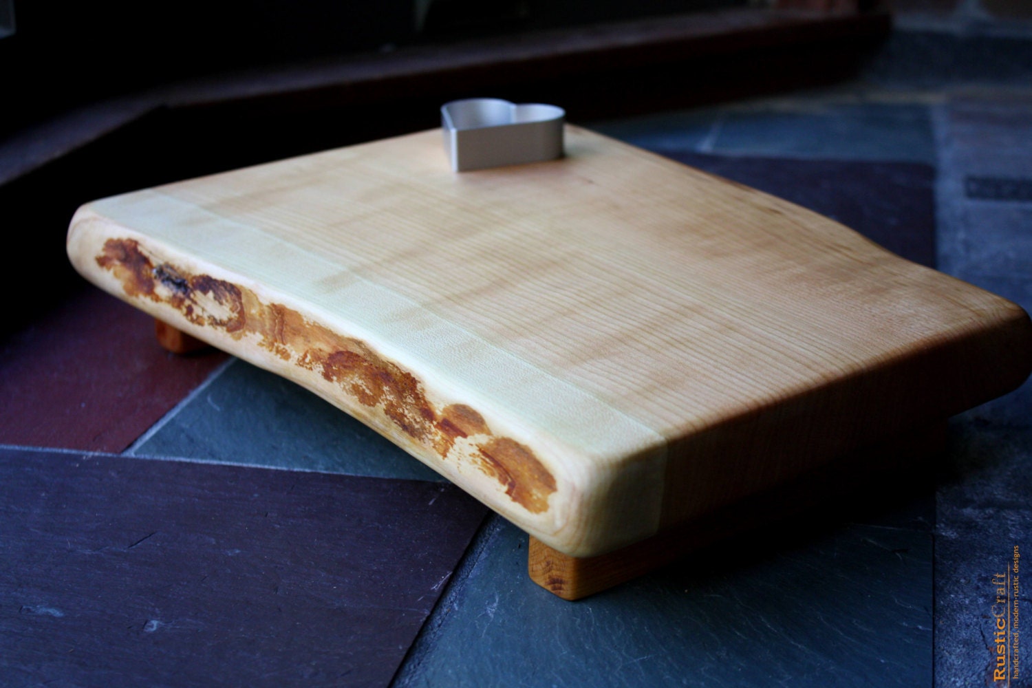 Customized Wedding Gift- Thick Black Cherry Cutting Board with Live Edge -Unique Personalized Gift 344