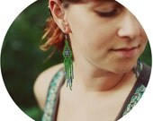 Iris Fringe Beadwork Earrings - Long - Handmade