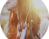 Handmade Braided Leather and Feather Headband - Necklace - Belt - Armband - Multi-Use Versatile