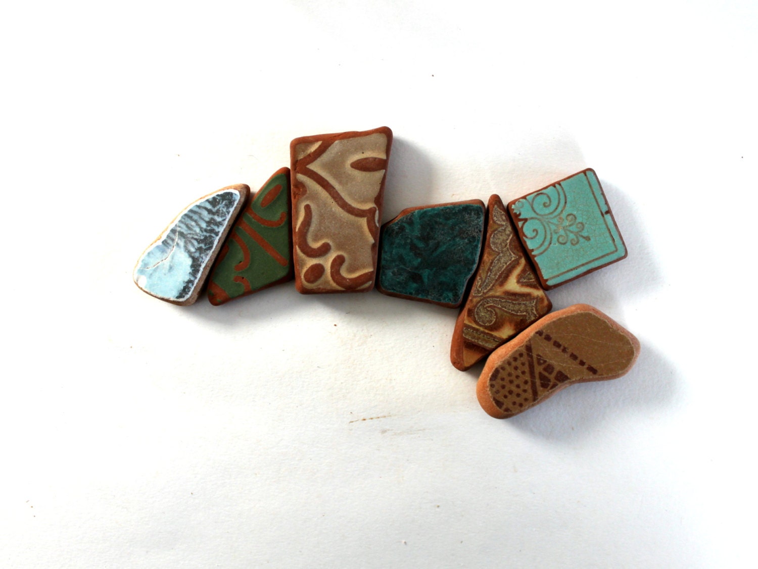 genuine beach pottery shards, undrilled, italian, natural, artisan beads, mosaic beads, stepping stone,(283)