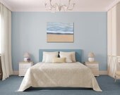 24x36 Abstract Photo Canvas Gallery Wrap Ocean Surf Sand Wave Seafoam Shoreline White Ivory Beige Blue Soft Muted Wall Art Home Decor