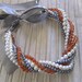Wedding, Chunky Pearl Statement Necklace, Multi Strand Necklace, Twisted Bridal Necklace, Bridesmaid Necklace, Bib Necklace, Grey Ribbon