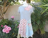 Women's Upcycled Lace Tunic / Floral Frock / Ladies T Shirt Dress