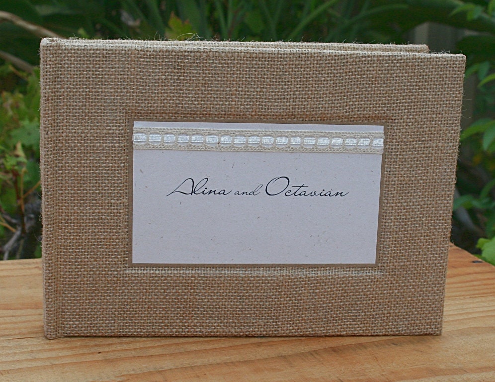 Bespoke wedding or engagement guestbook gift - Hessian/Burlap and lace