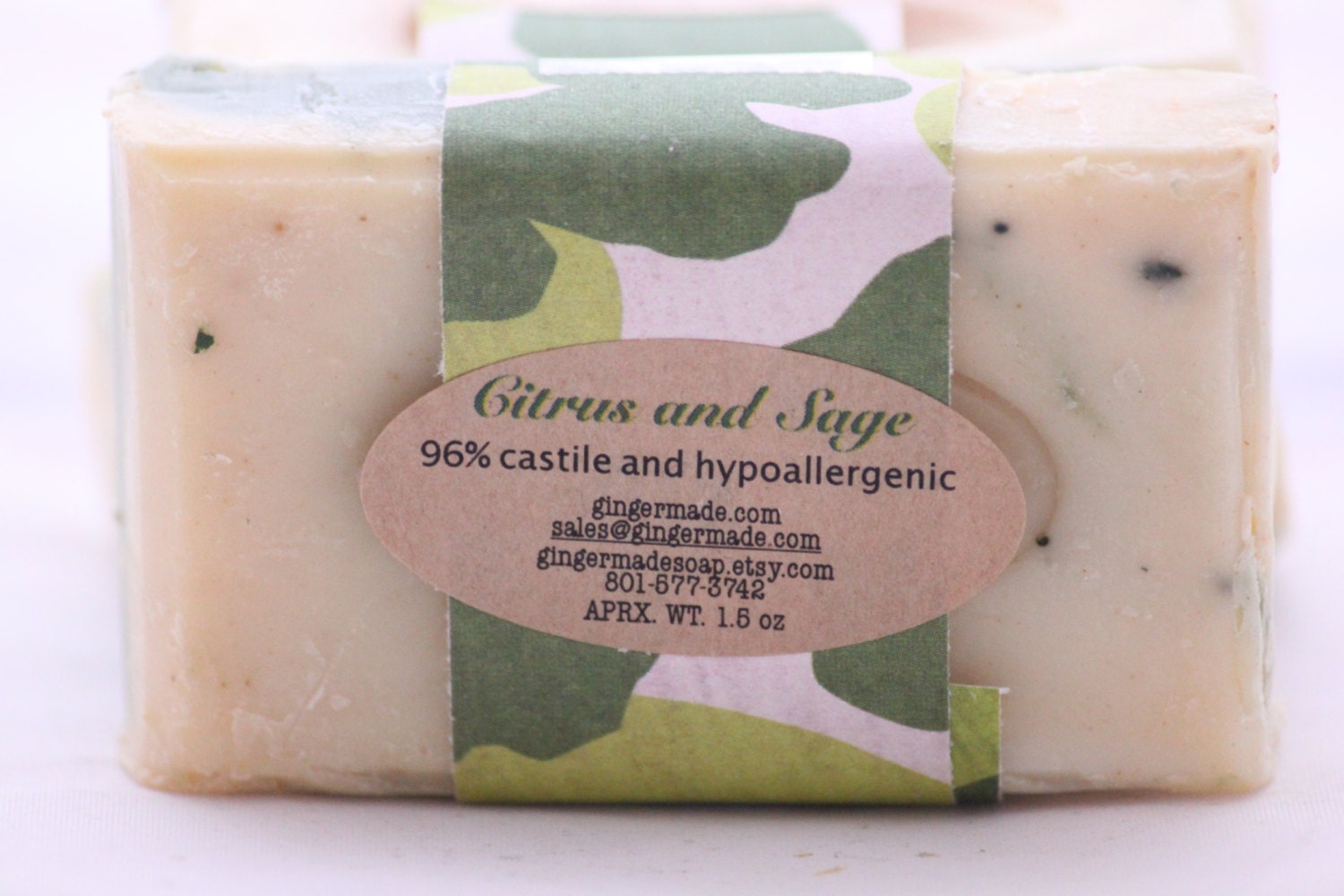 Citrus and Sage Castile Soap-Nut Free-Hypoallergenic-Palm Free-All Natural-Mini Bar