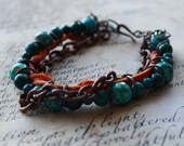 Turquoise & Earth Tones Mixed Media Bracelet