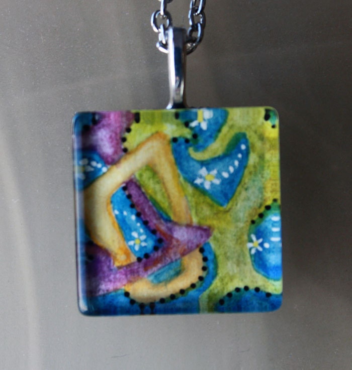 Joy Watercolor Art Pendant