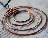 Flame Painted Copper Circle Vortex Pendant and Necklace