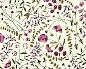 Liberty Lillians Berries Dense Floral Trail soft dusky Plum Olive Cream Liberty of London Fabric Large Fat Eighth 26" x 10"