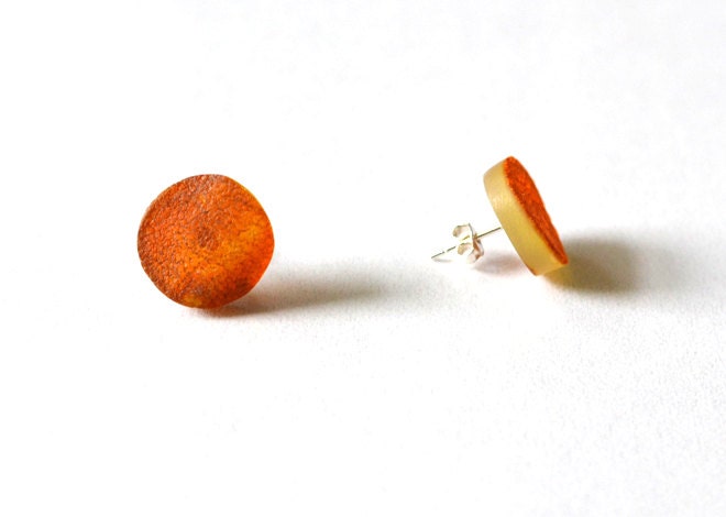 Natural Amber Stud Earrings Modern Everyday Tiny Amber Earrings Brown Orange Silver Sterling Amber Ear Posts