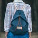 Gray, cotton backpack KOALA / natural leather handles / perfect for picnic, walking and bicycle trips