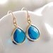 Capri Blue Drop Earrings in Gold - Gold FIlled Earwire - Blue Drop Earrings - Blue Bridesmaid Earrings - Wedding Jewelry