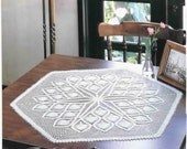 Big Crochet Doily, Crochet Lace Tablecloth, Ecru, Victorian