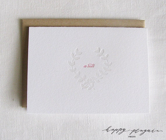 Blank Letterpress Note Cards - Wreath