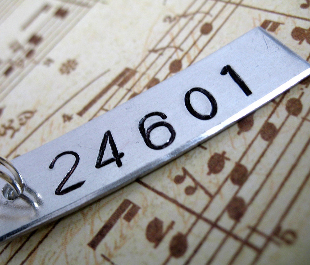 24601 Key Chain - Les Miserables Inspired Stamped Keychain - Valjean, Les Mis