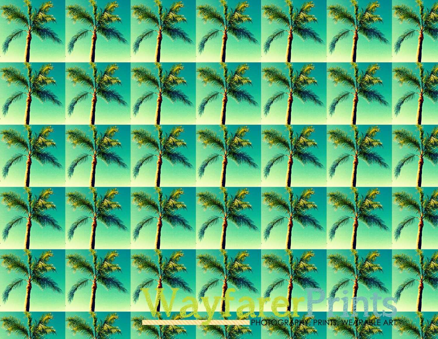 Palm Tree Pop Art - florida palm tree landscape original artwork mod hipster abstract pattern home decor wall 5x5 5x7 8x10 10x10 11x14