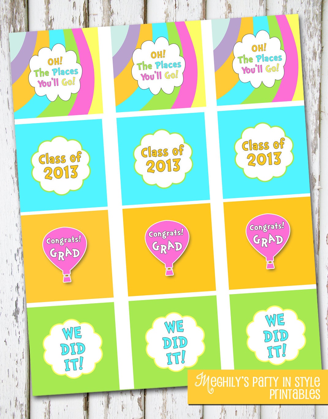 INSTANT DOWNLOAD - Oh The Places Youll Go Graduation Cupcake Toppers Il_170x135