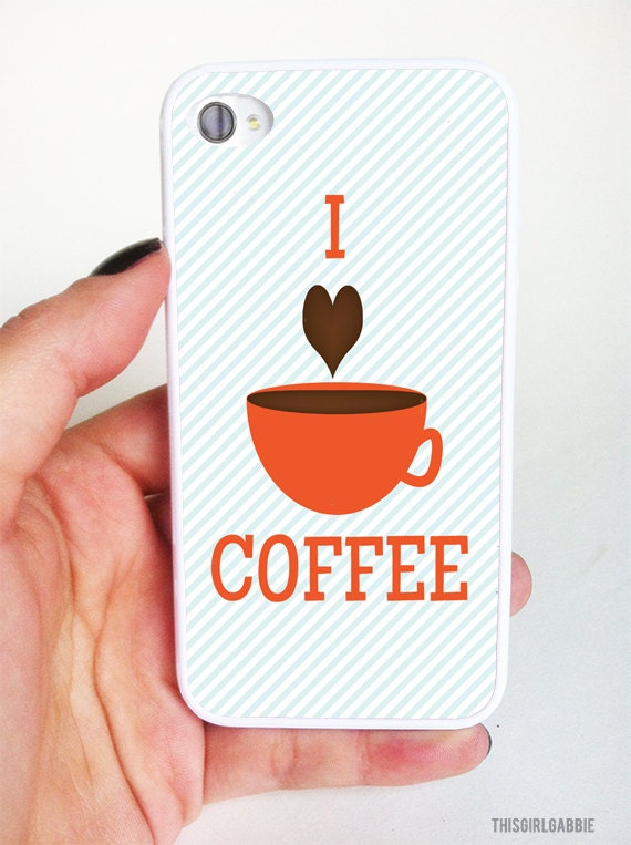 Plastic iPhone Case - I Heart Coffee - I Love Coffee - Coffee Cup - Retro Inspired - Cute - iPhone 4/4s - iPhone 5  -