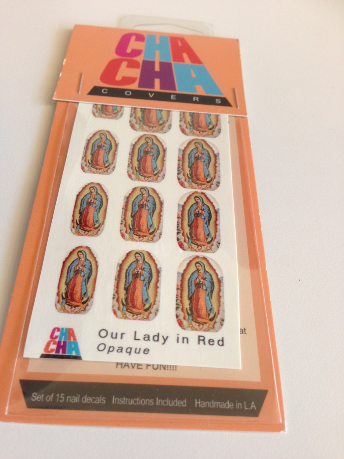 Red Virgin of Guadalupe Mexican Nail Decals
