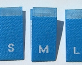 Mixed Lot of 500 pcs BLUE Woven Clothing Sewing Labels, Size Tags - xs s m l xl (100 pcs each size)