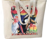 Tropical Birds of Paradise New Large Natural Cotton Tote Bag