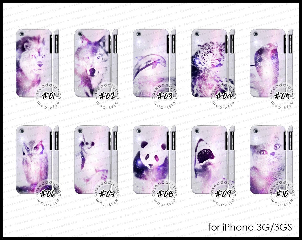iPhone 3G 3GS - Unicorn lion wolf dolphin leopard cobra owl panda nebula galaxy case cover