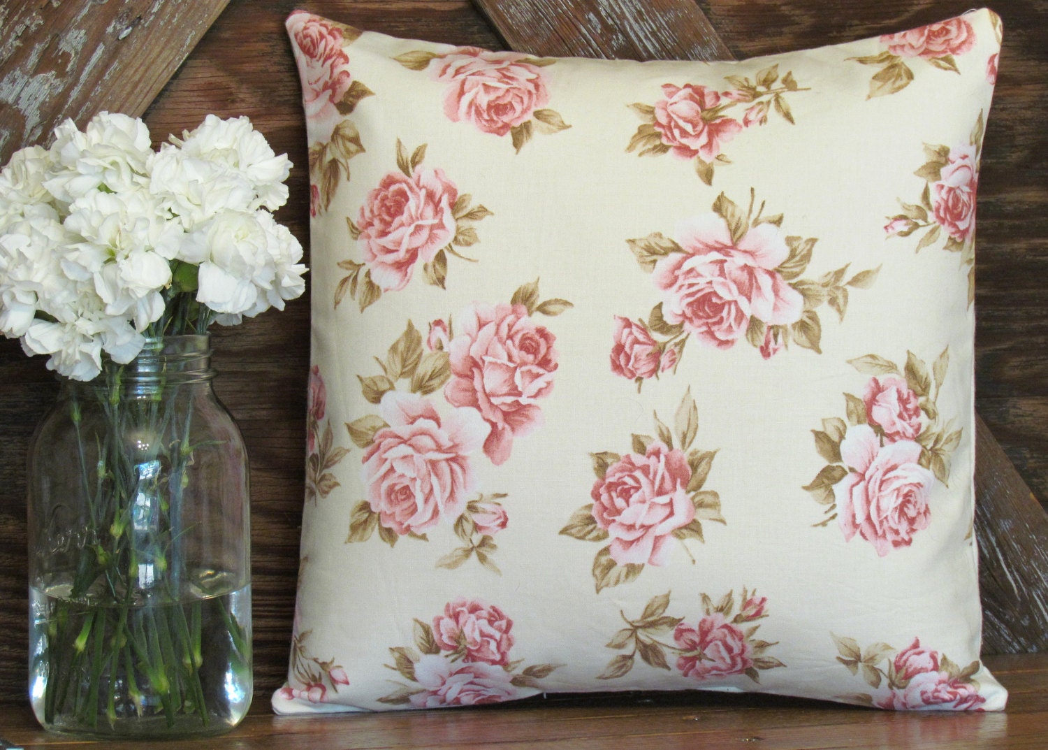 Shabby Rose Pillow w/ Stuffing
