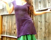 Ready to Ship Saraswati T-shirt Tunic Stretchy Organic Hemp and Cotton Blend Dyed with Herbs