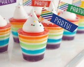 Printable Flags, Rainbow Striped Cupcake Toppers and Straw Flags