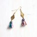 Multicolor tassel earrings /// Brass triangles