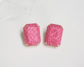 Statement earring, Pink color block, Statement post earring