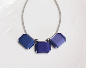 Bib necklace, Statement Necklace, Bubble Necklace, color block, blue, purple,handmade stone