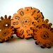 Vintage French Industrial Number Stamp Gears Disks, Wood Wheels