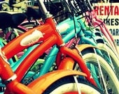 Beach cruisers photography 5x7 fine art print bikes on the beach venice beach boardwalk retro colorful fun housewarming gift for Mom