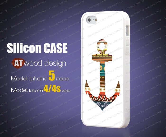 silicone case for iphone 4 iPhone 4s Case Iphone 5 case Soft Rubber Silicon Case anchor graphic atwoodting design