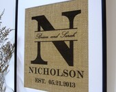 Burlap  Engagement, Wedding or Anniversary gift