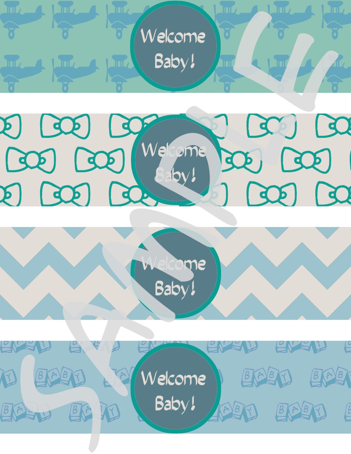 Welcome Baby Boy Water Bottle Labels for Baby Shower or Favor INSTANT DOWNLOAD